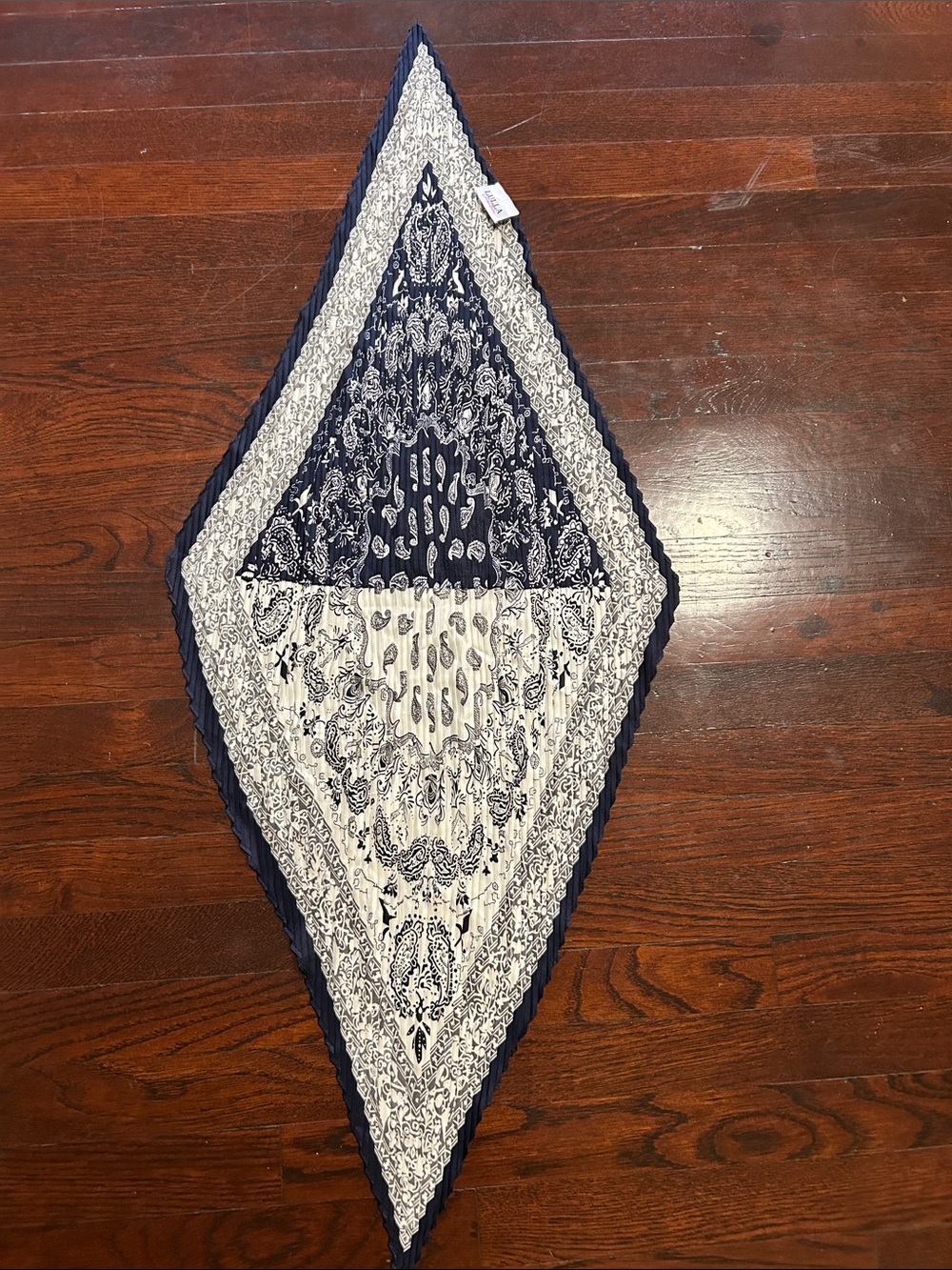 Navy and White Paisley Triangle Scarf - Women Accessories
